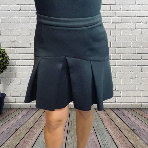 Shine Star Skirt Mini solid Black Pleated Skater Zip Up high waisted size L - Picture 1 of 9
